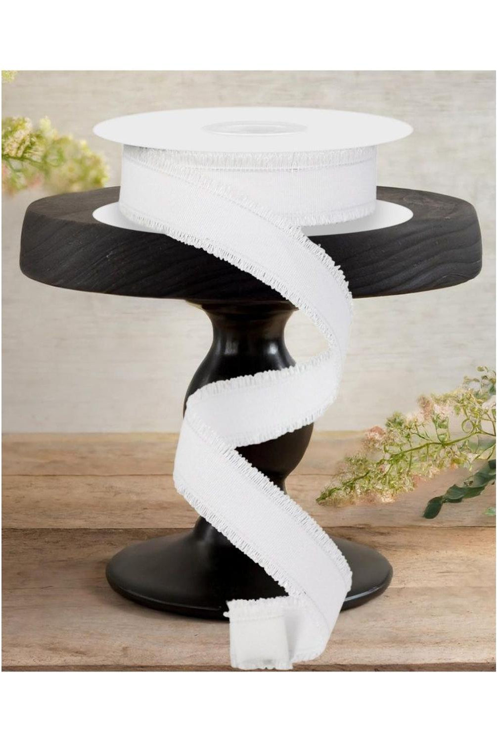 7/8" Fuzzy Edge Ribbon: White (10 Yards)