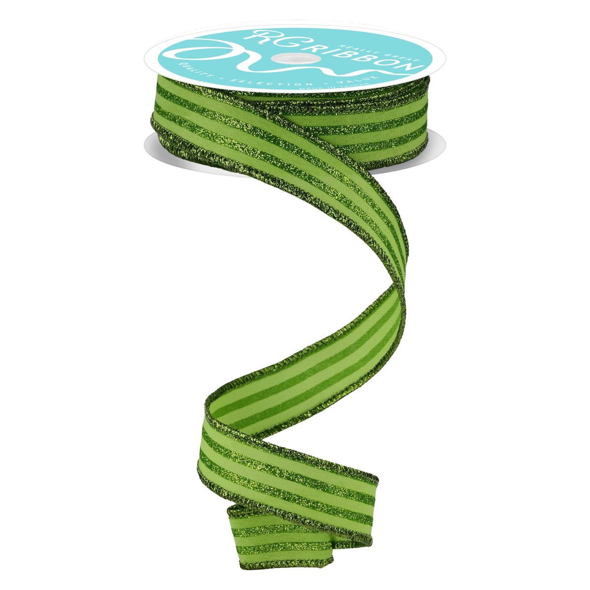 Shop For 7/8" Glitter Vertical Stripe Ribbon: Lime Green (10 Yards)