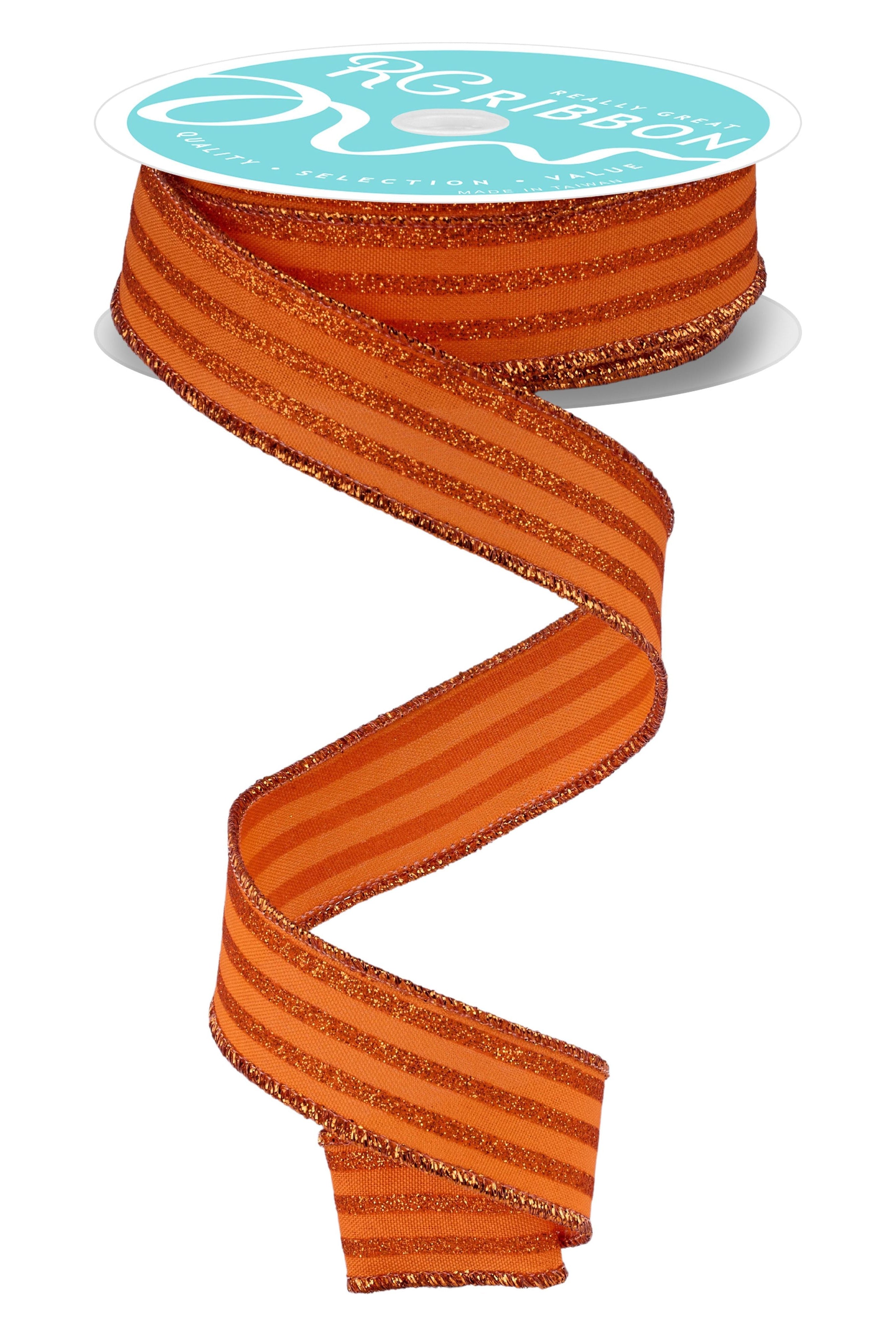 Shop For 7/8" Glitter Vertical Stripe Ribbon: Orange (10 Yards)