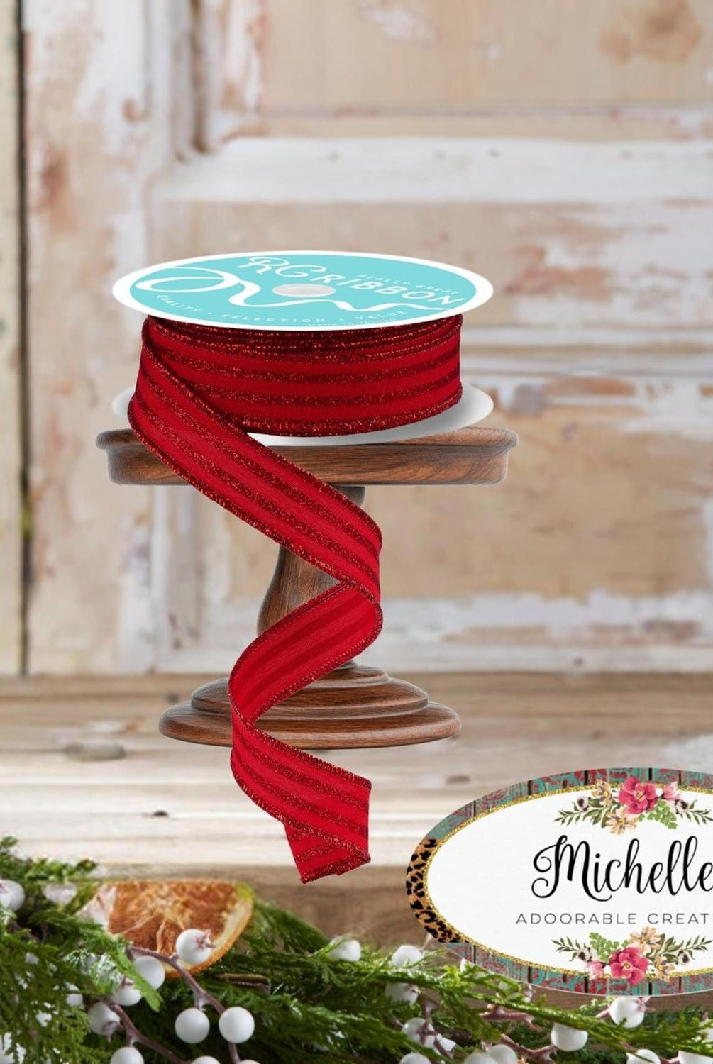 Shop For 7/8" Glitter Vertical Stripe Ribbon: Red (10 Yards)