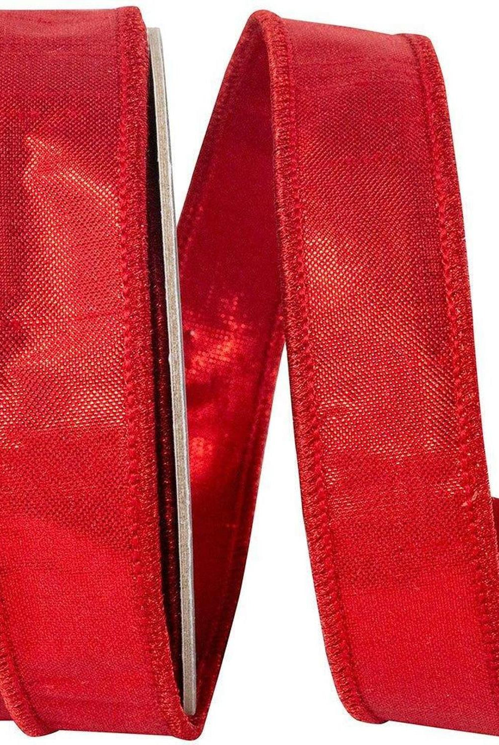 7/8 inch Metallic Dupioni Ribbon: Red (10 Yards)