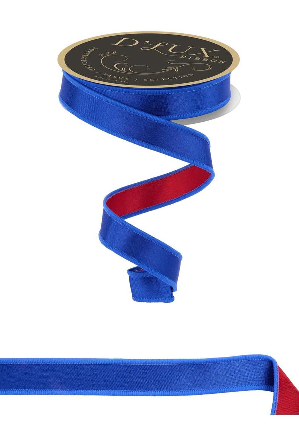 7/8" Satin Fused Ribbon: Blue/Red (10 Yards)