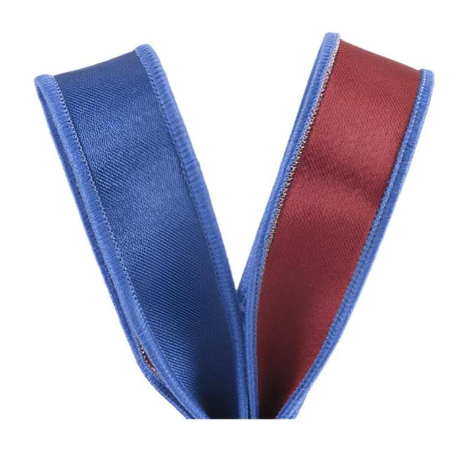 7/8" Satin Fused Ribbon: Blue/Red (10 Yards)