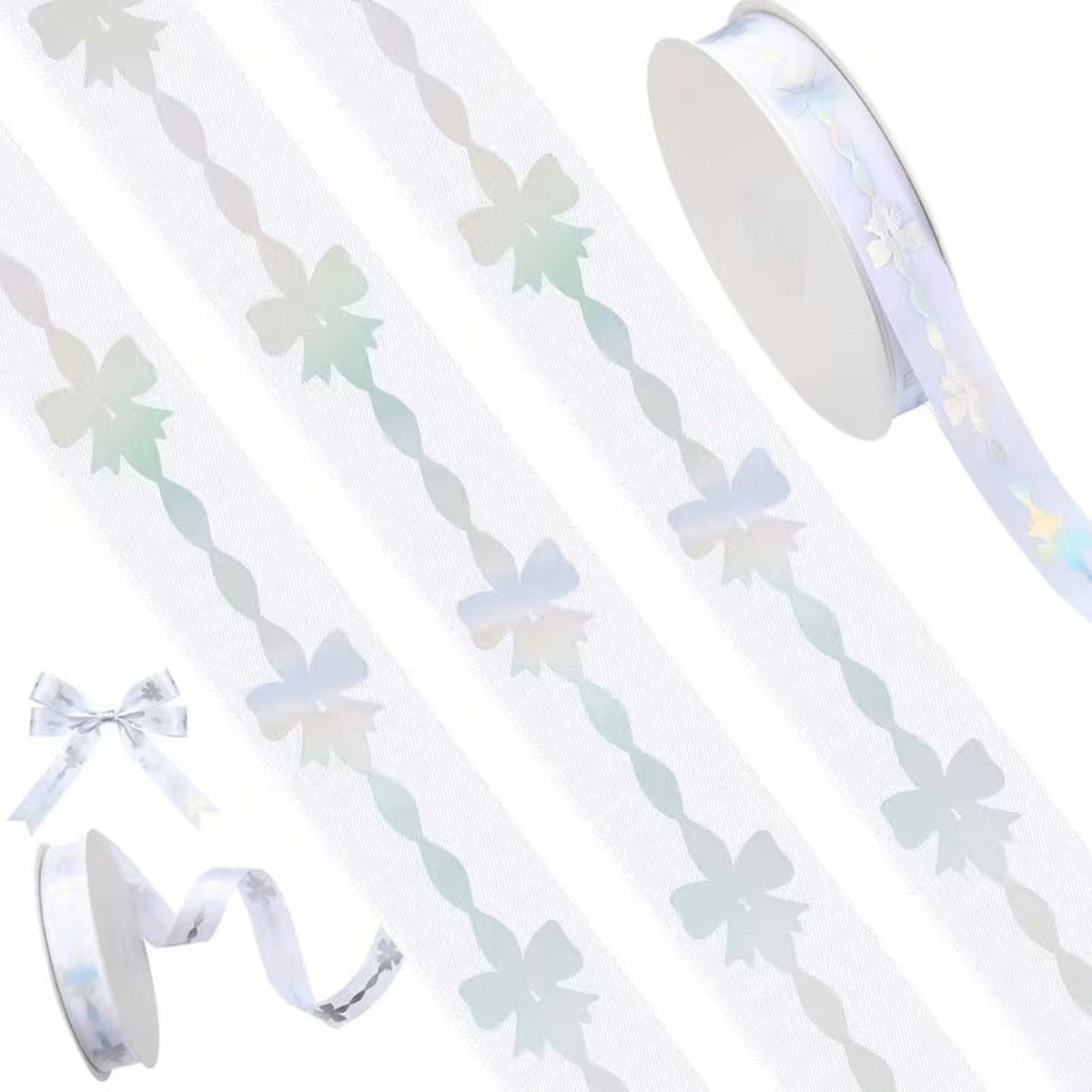 Shop For 7/8in Coquette Bow Silvery Non - Wired Ribbon: White (50 Yards)