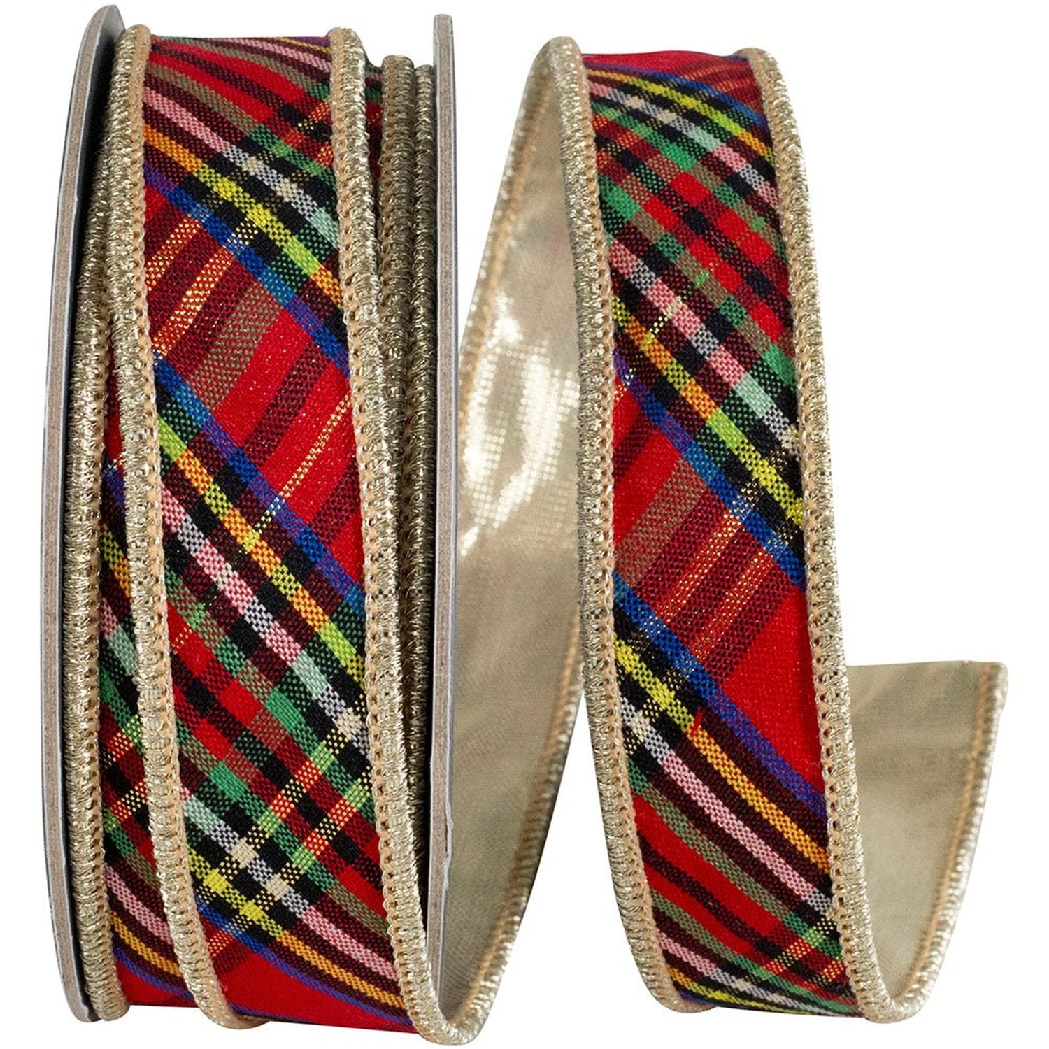 Shop For 7/8in Diagonal Classic Plaid Ribbon: Multi (10 Yards)