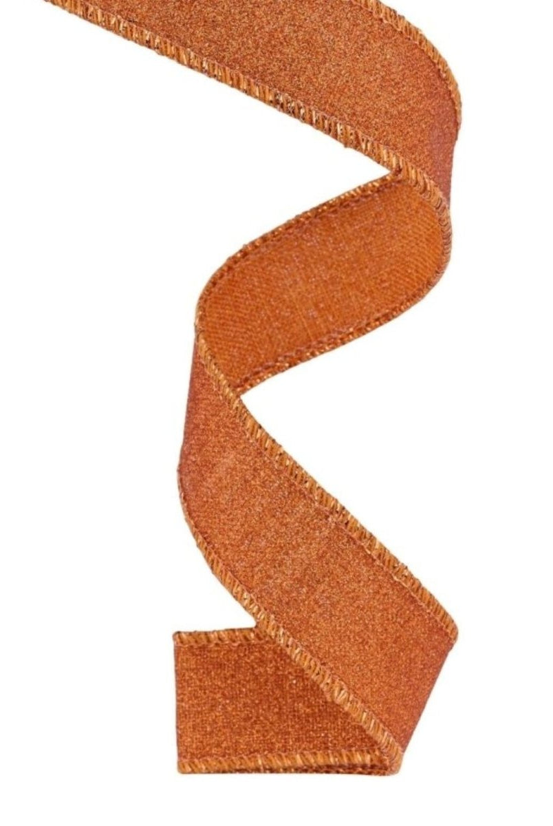 Shop For 7/8in Fine Glitter On Royal Ribbon: Pumpkin (10 Yards)