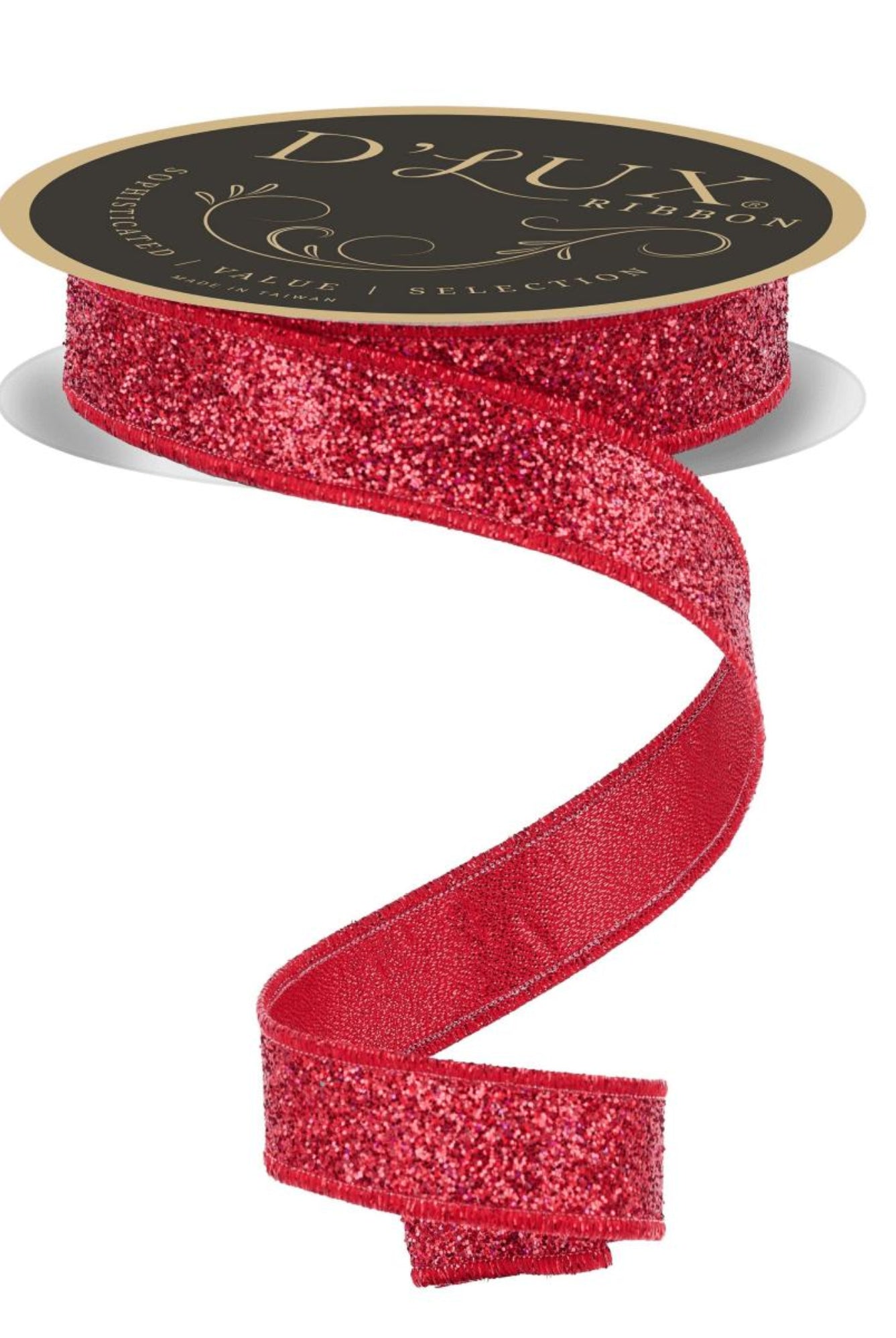 Shop For 7/8in Glitter Fused Ribbon: Laser Red (10 Yards)
