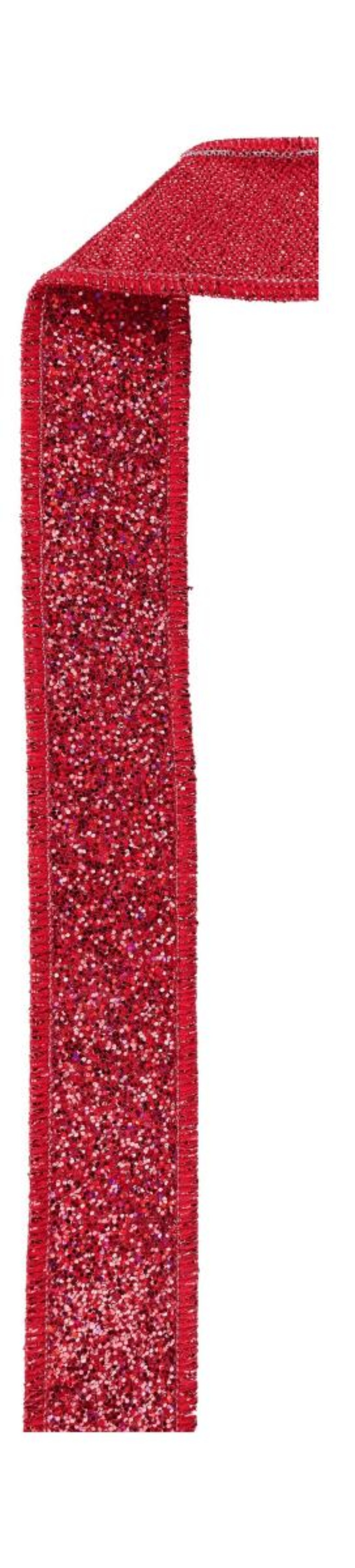 Shop For 7/8in Glitter Fused Ribbon: Laser Red (10 Yards)