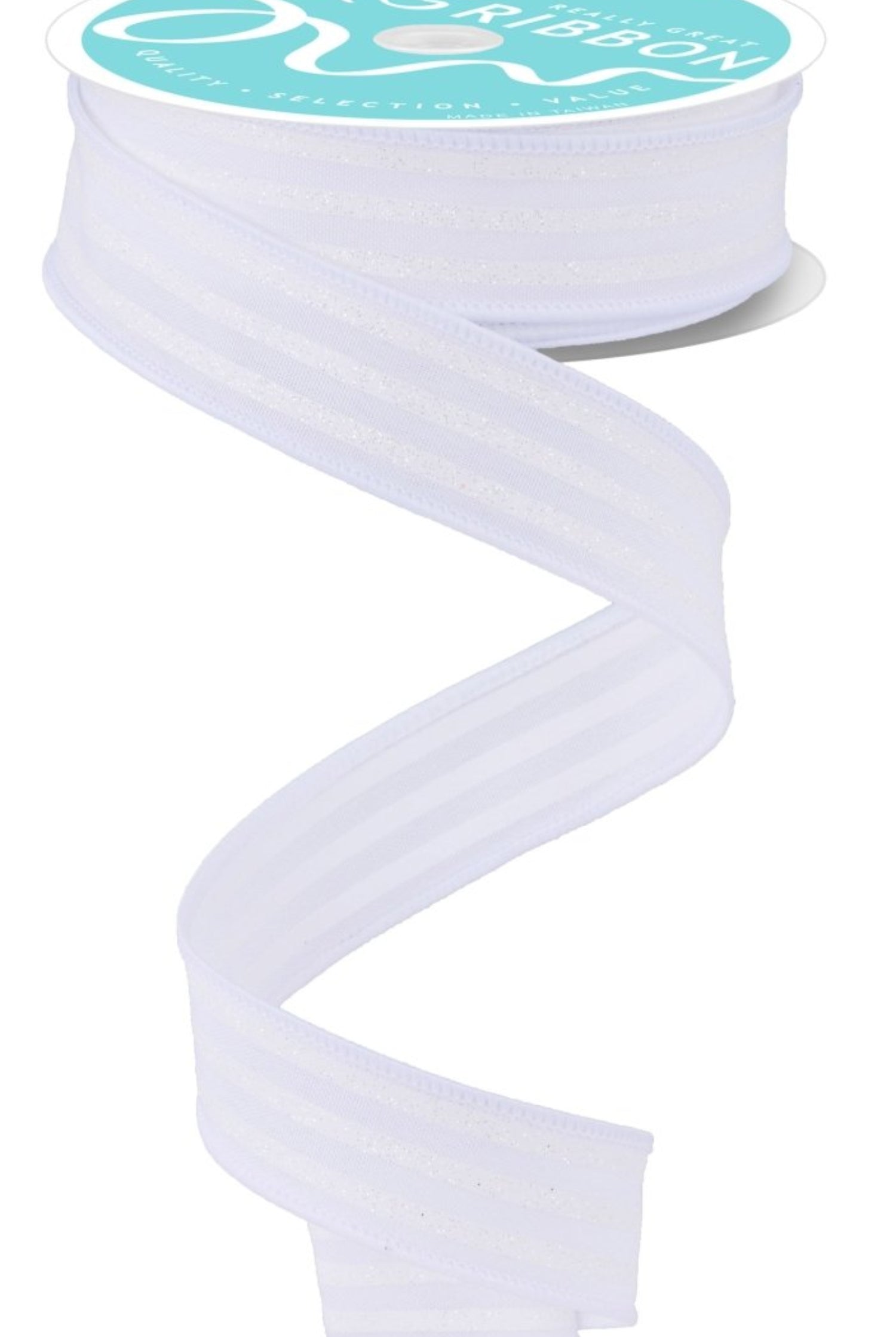 Shop For 7/8in Glitter Vertical Stripe Ribbon: White (10 Yards)