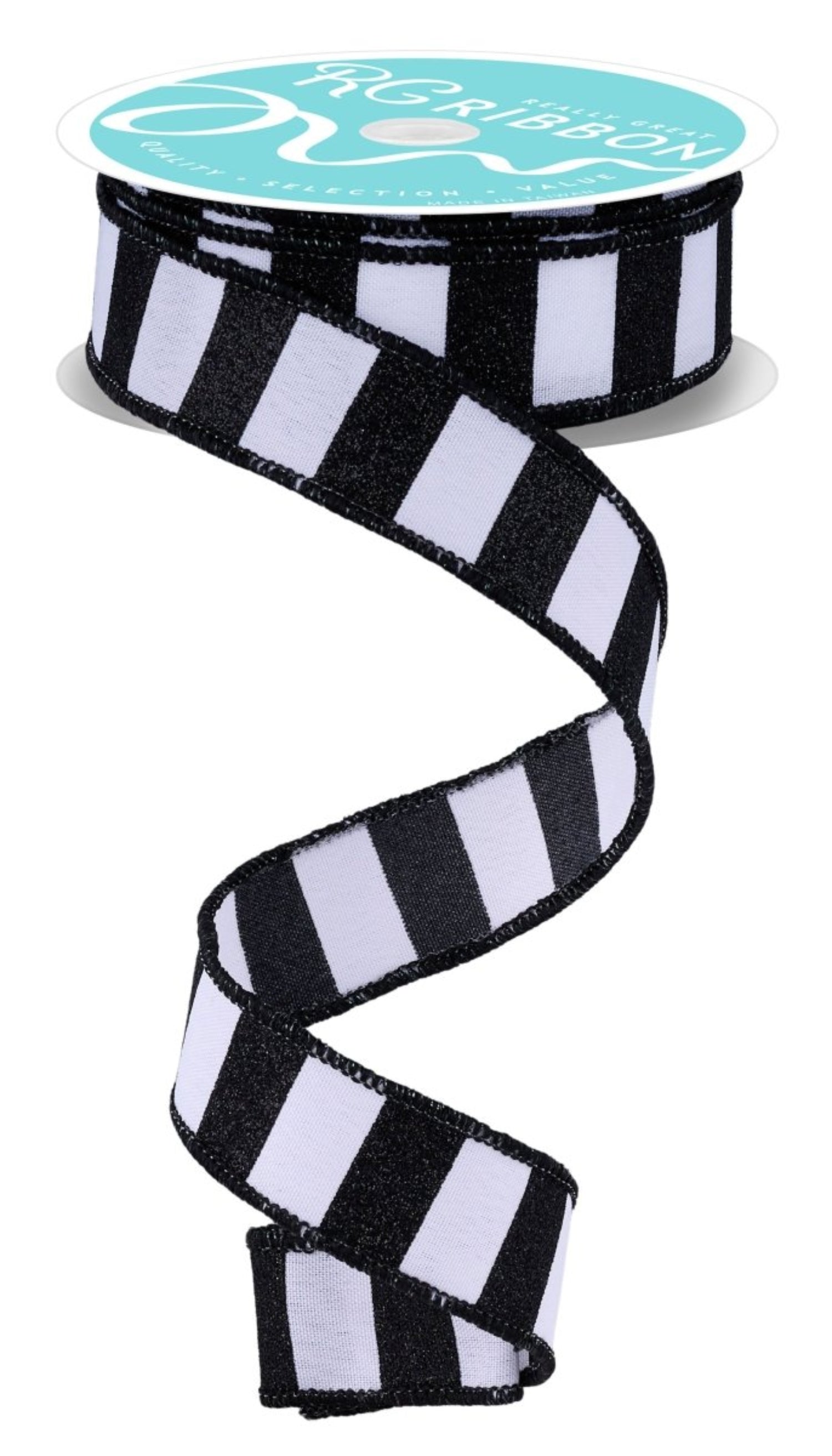 Shop For 7/8in Horizontal Glitter Stripe Ribbon: Black/White (10 Yards)
