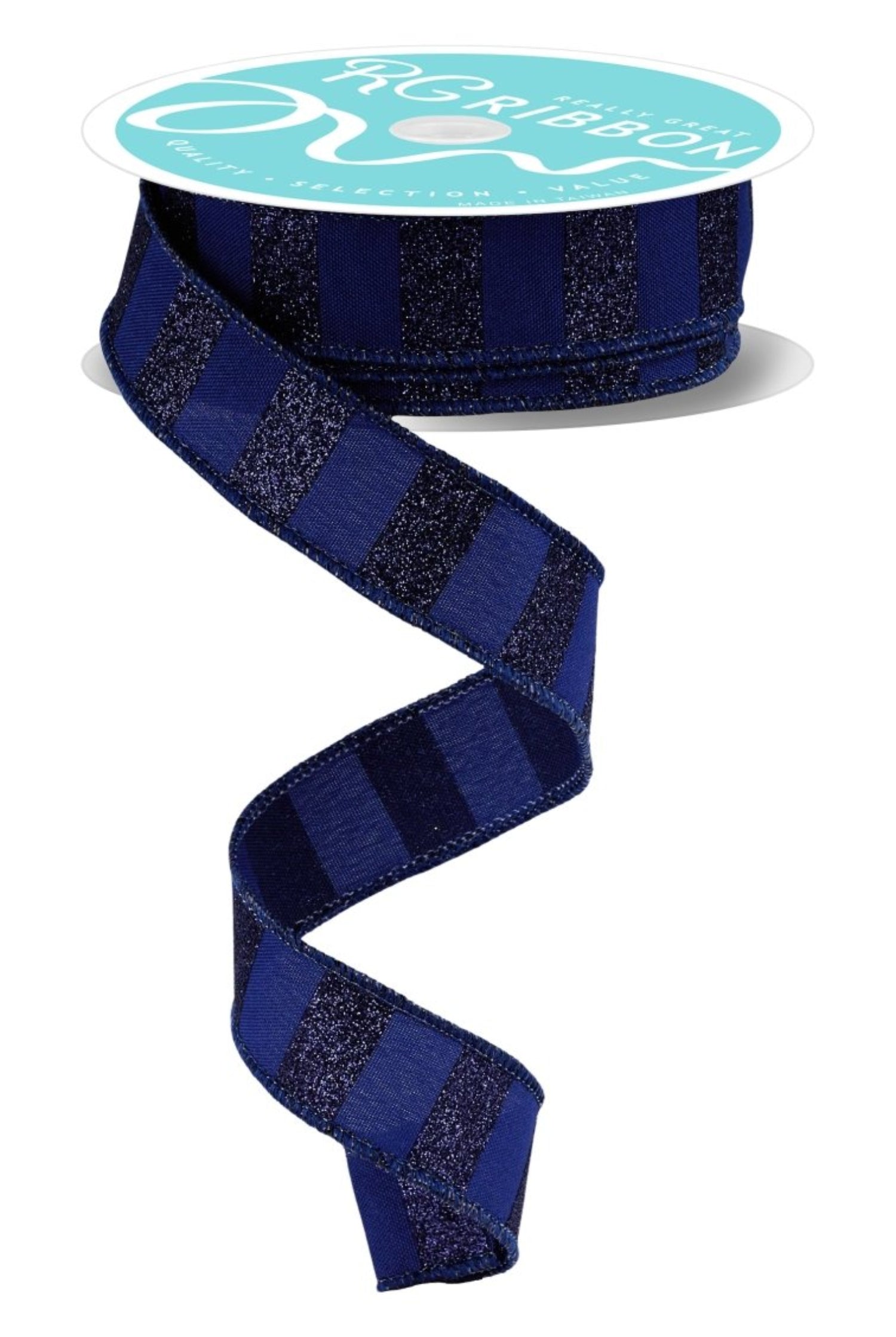 Shop For 7/8in Horizontal Glitter Stripe Ribbon: Navy Blue (10 Yards)