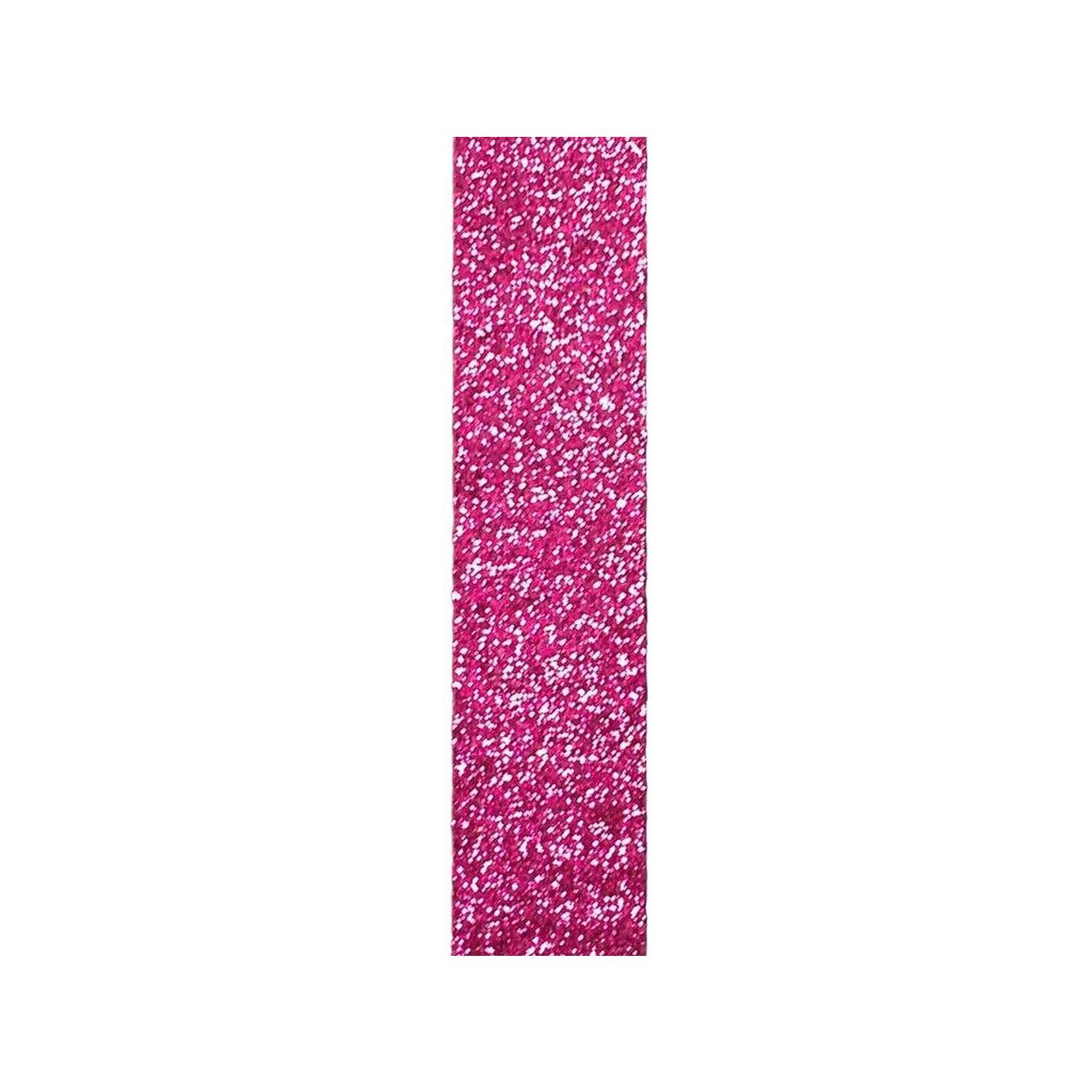 Shop For 7/8in Metallic Glitter Ribbon Non Wired: Fuchsia Pink (25 Yards)