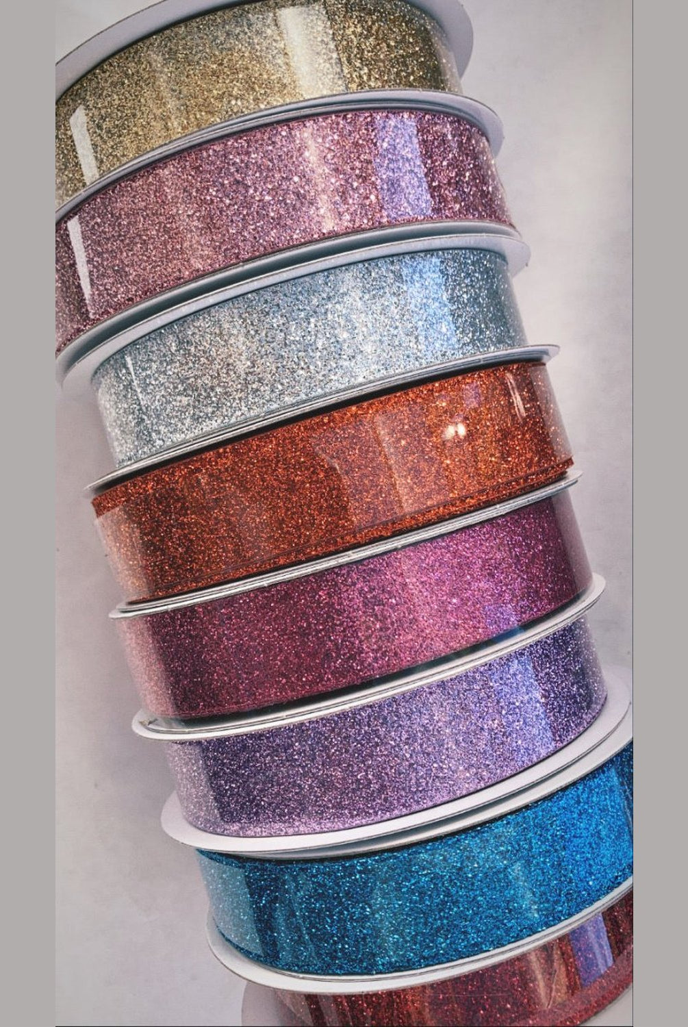 Shop For 7/8in Metallic Glitter Ribbon Non Wired: White/Irid (25 Yards)