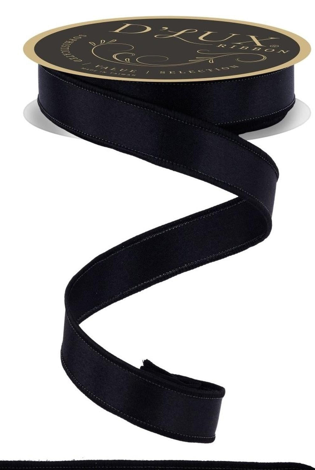 7/8in Satin Fused Ribbon: Black (10 Yards)