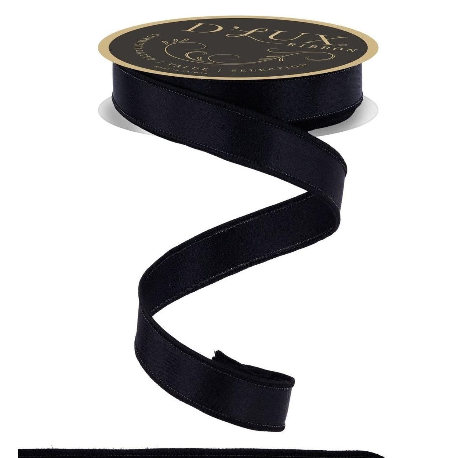 7/8in Satin Fused Ribbon: Black (10 Yards)