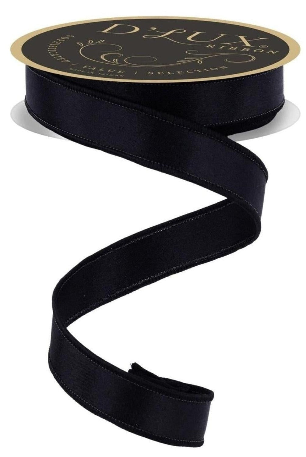 7/8in Satin Fused Ribbon: Black (10 Yards)