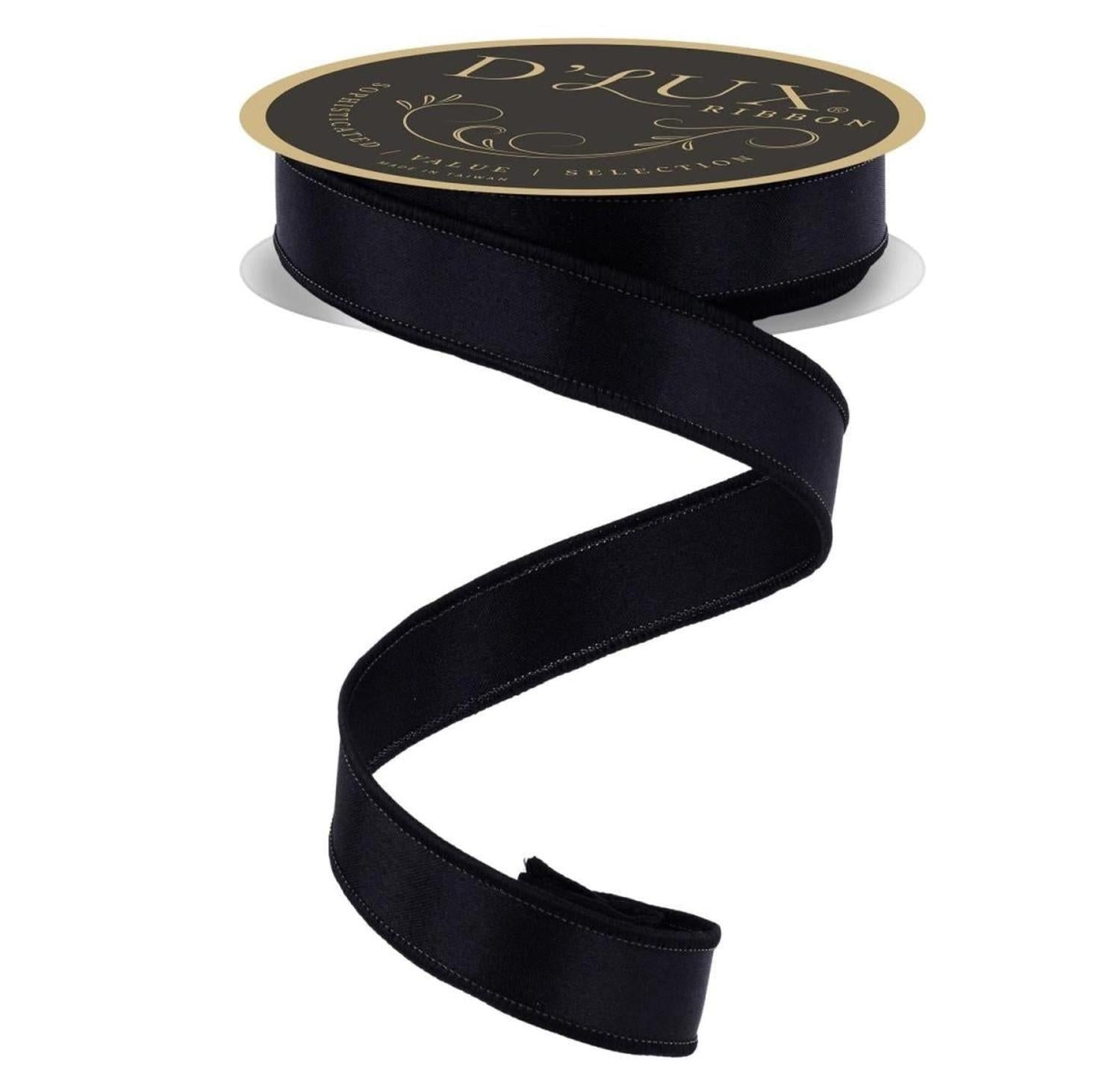 7/8in Satin Fused Ribbon: Black (10 Yards)