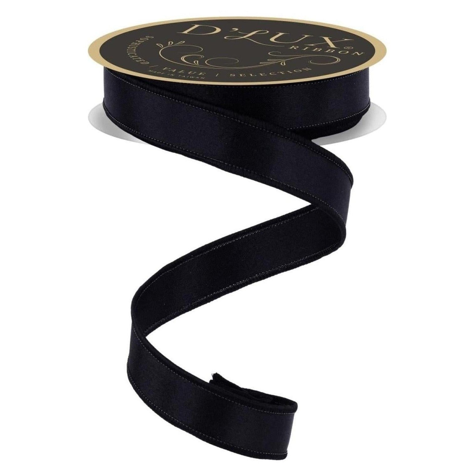7/8in Satin Fused Ribbon: Black (10 Yards)