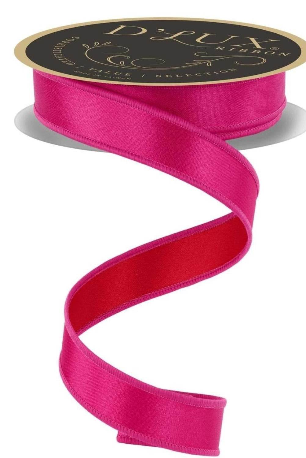 7/8in Satin Fused Ribbon: Hot Pink/Red (10 Yards)