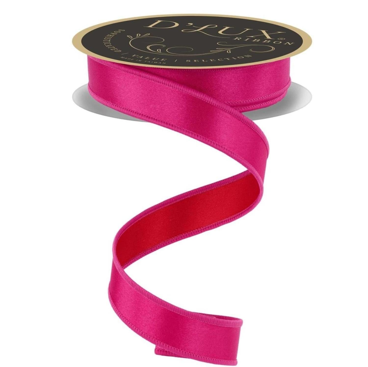 7/8in Satin Fused Ribbon: Hot Pink/Red (10 Yards)