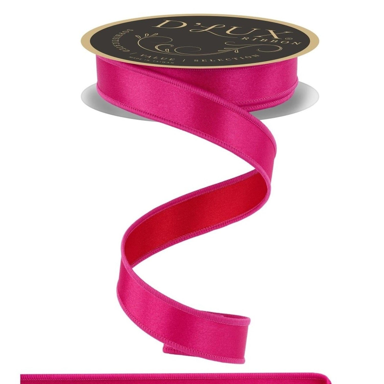 7/8in Satin Fused Ribbon: Hot Pink/Red (10 Yards)