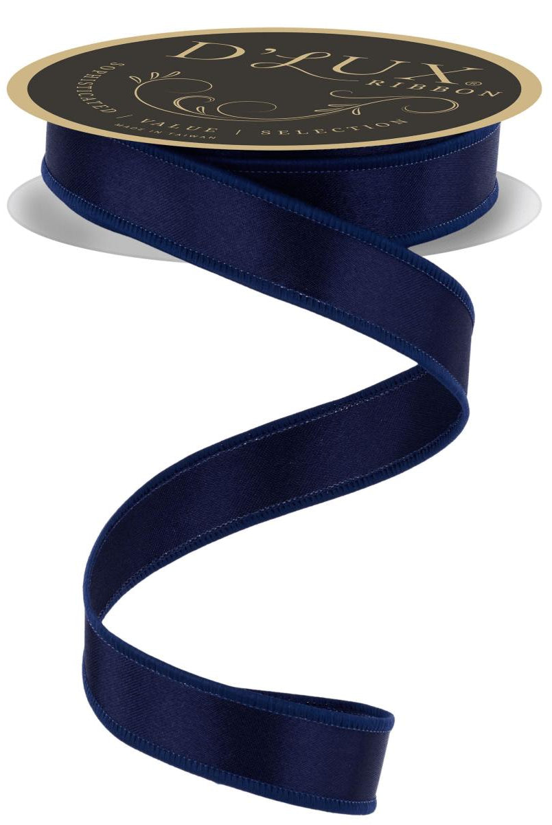 Shop For 7/8in Satin Fused Ribbon: Navy Blue (10 Yards)