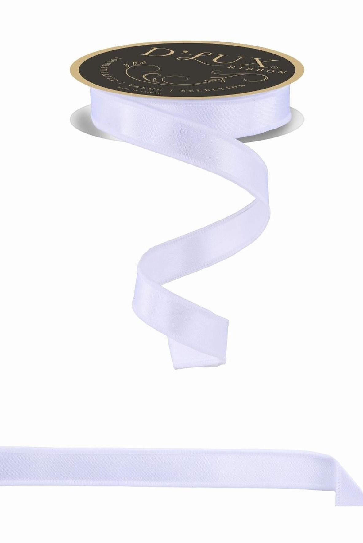 7/8in Satin Fused Ribbon: White (10 Yards)