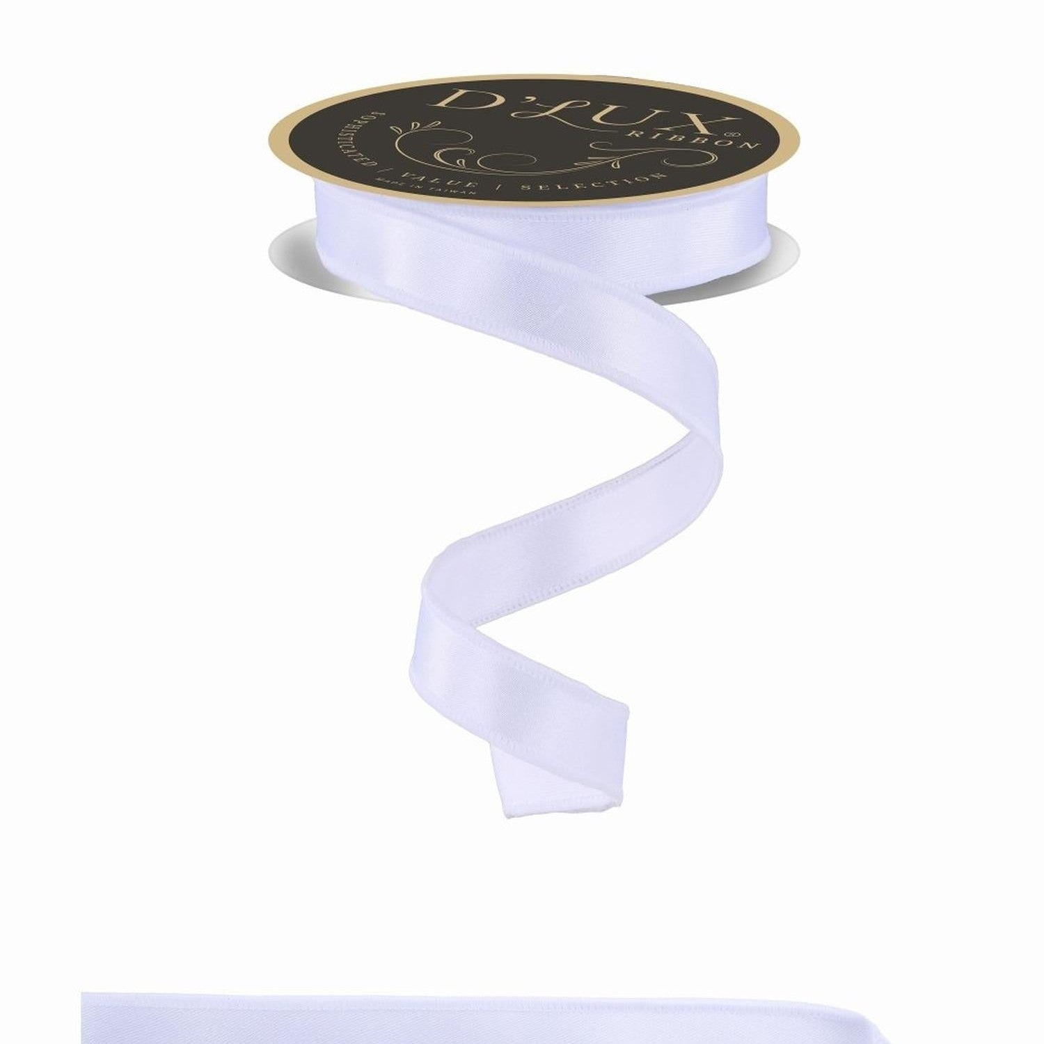 7/8in Satin Fused Ribbon: White (10 Yards)