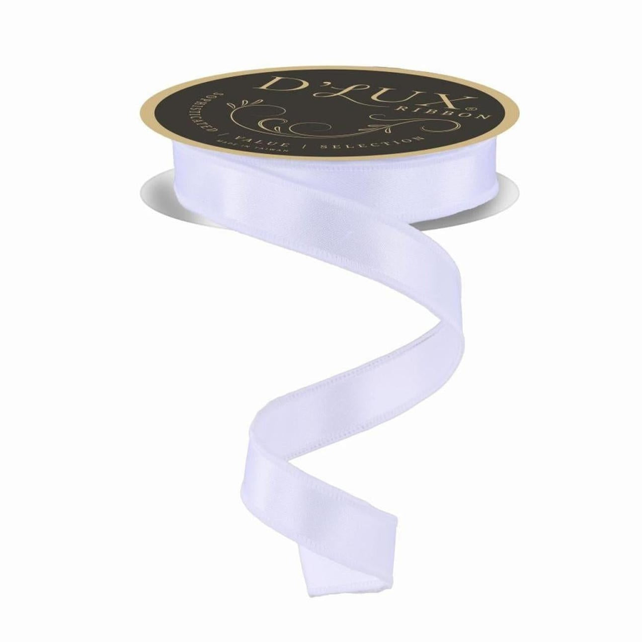 7/8in Satin Fused Ribbon: White (10 Yards)