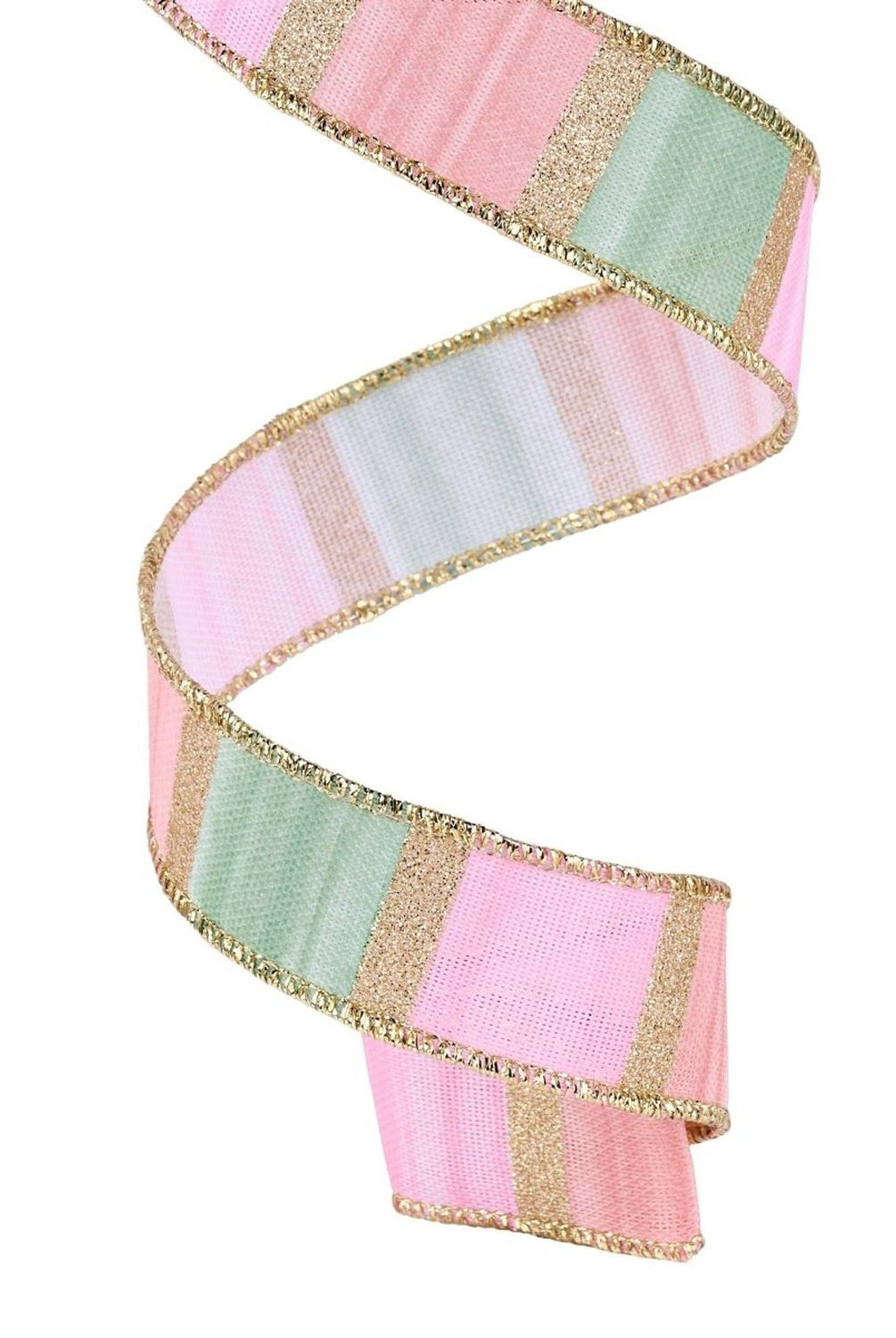 Shop For 7/8in Watercolor Stripes Ribbon: Sage/Pink (10 Yards)