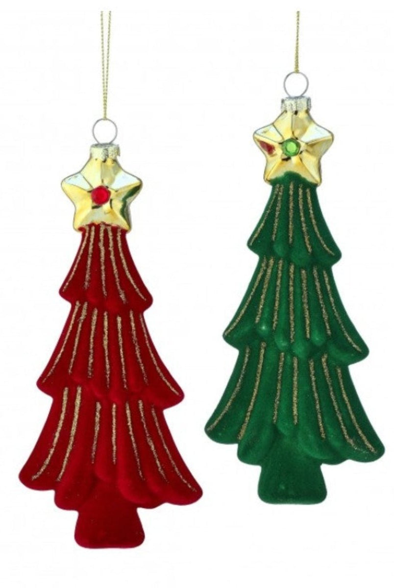 Shop For 7in Glass Flocked Christmas Tree Ornament (Set of 2)