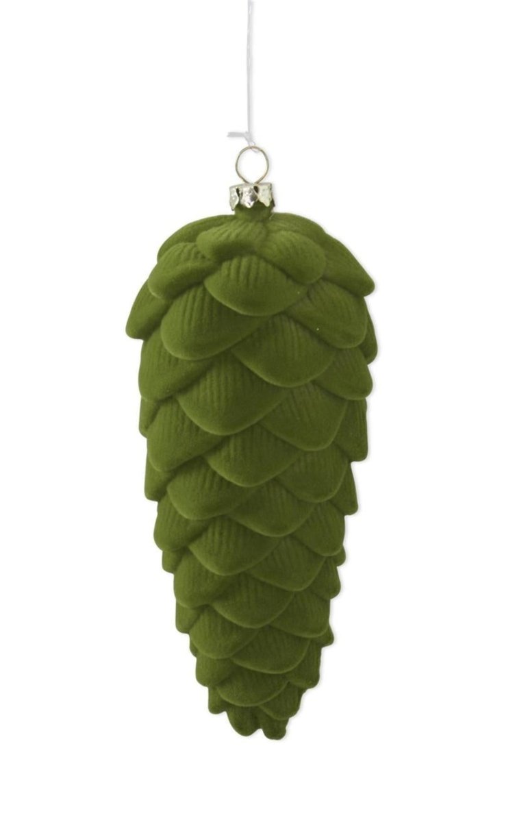 Shop For 7in Green Velvet Flocked Pinecone Ornament