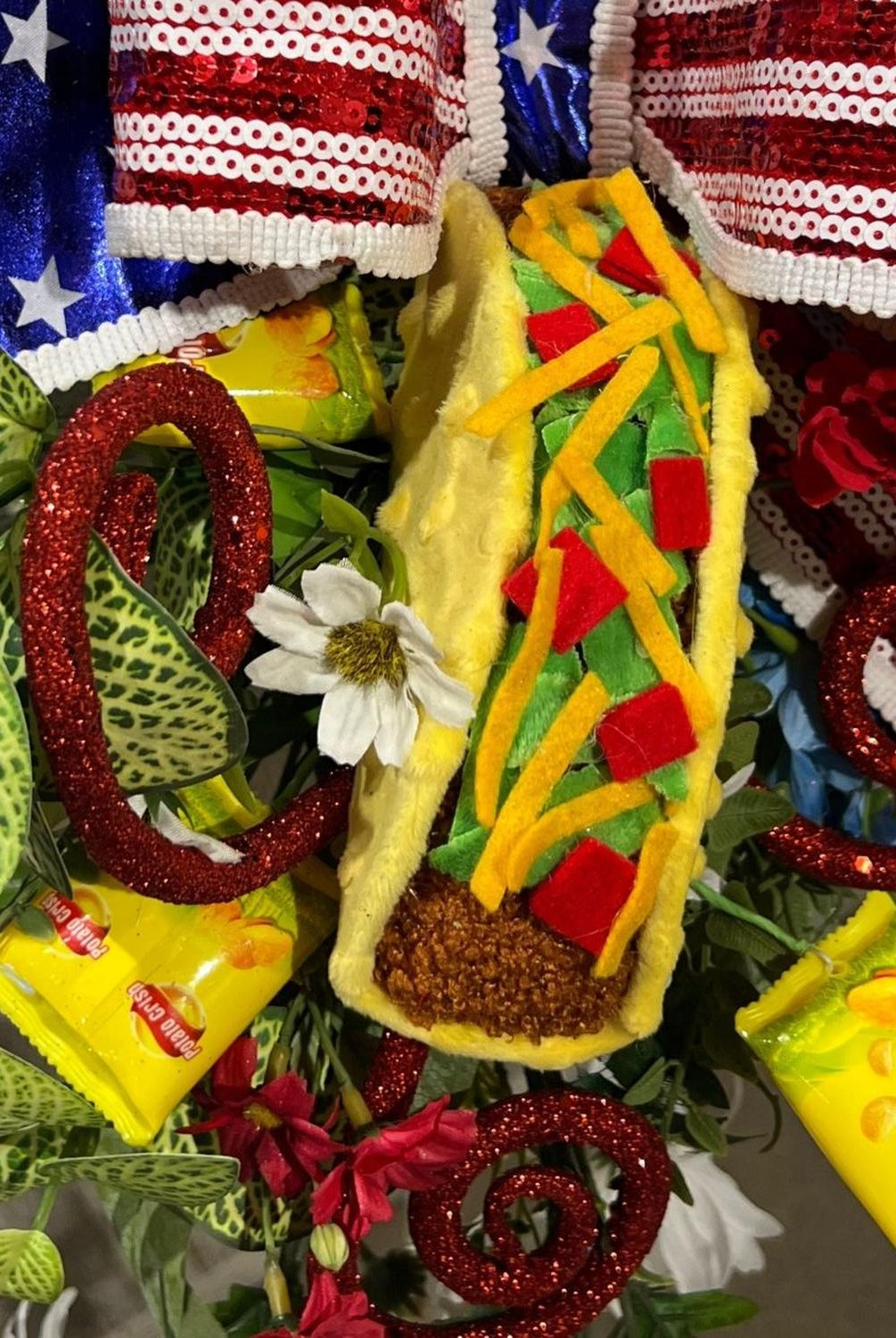 7in Plush Taco Wreath Accent