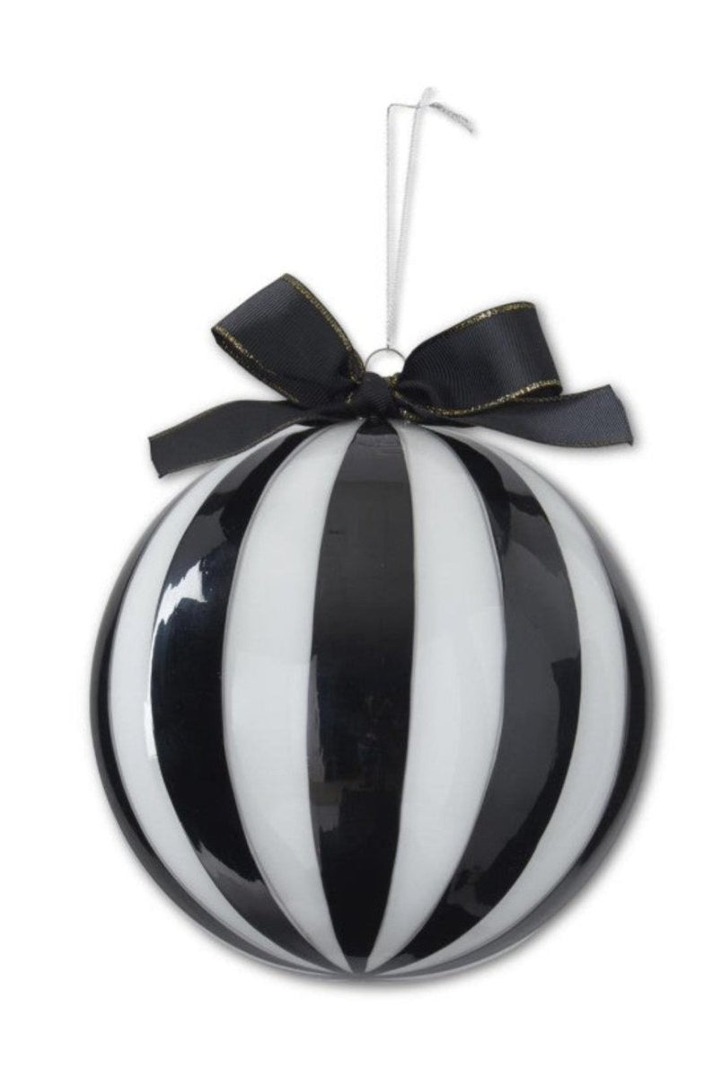 Shop For 7in Vertical Striped Glass Ball Ornament: Black/White