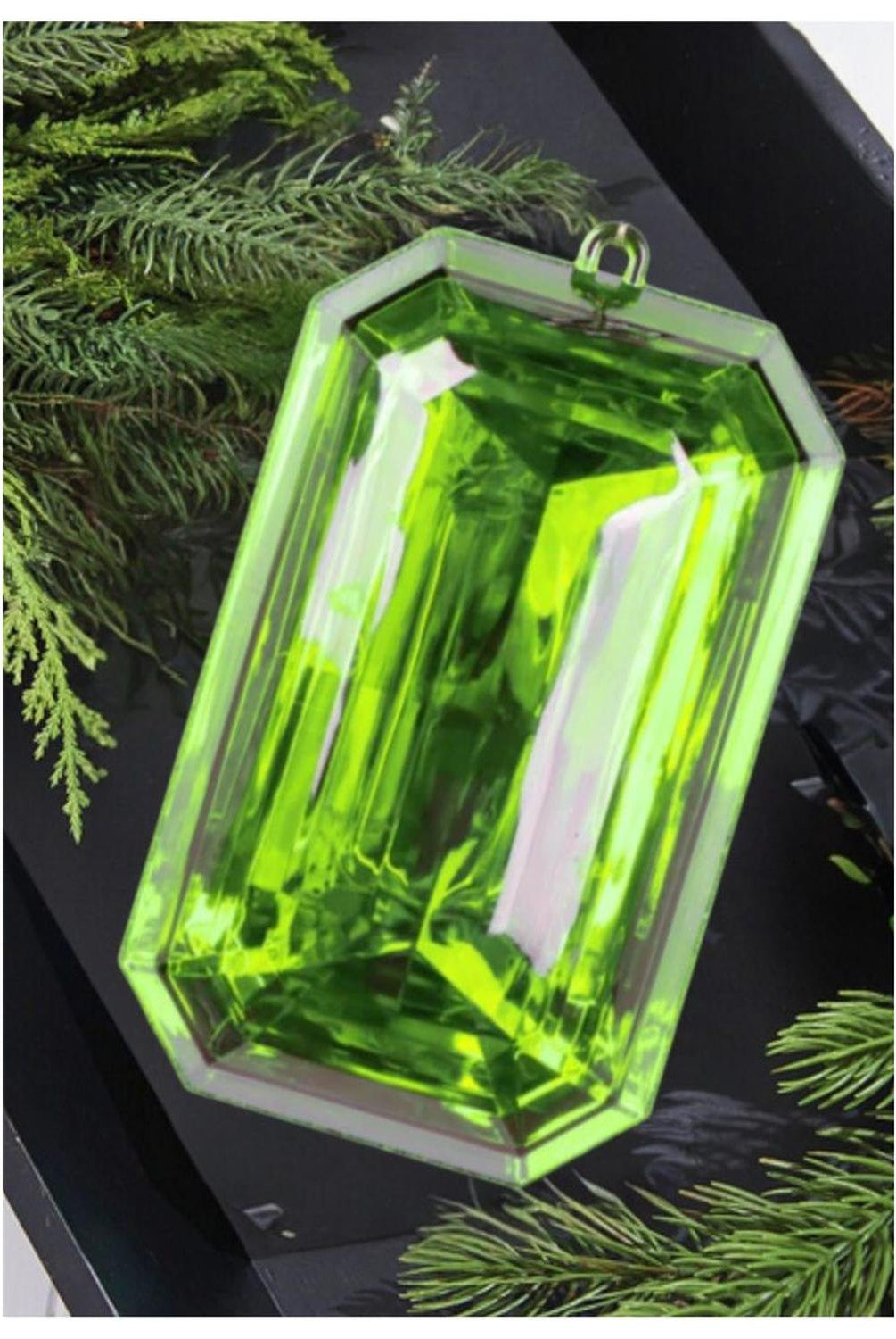 8" Acrylic Rectangle Jewel Ornament: Lime Green