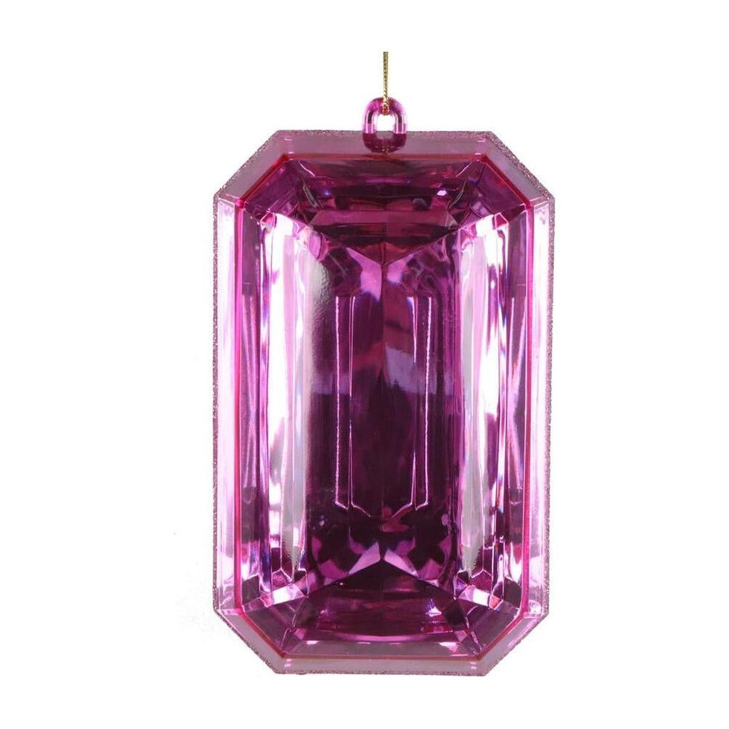 8" Acrylic Rectangle Jewel Ornament: Mauve (Set of 2)