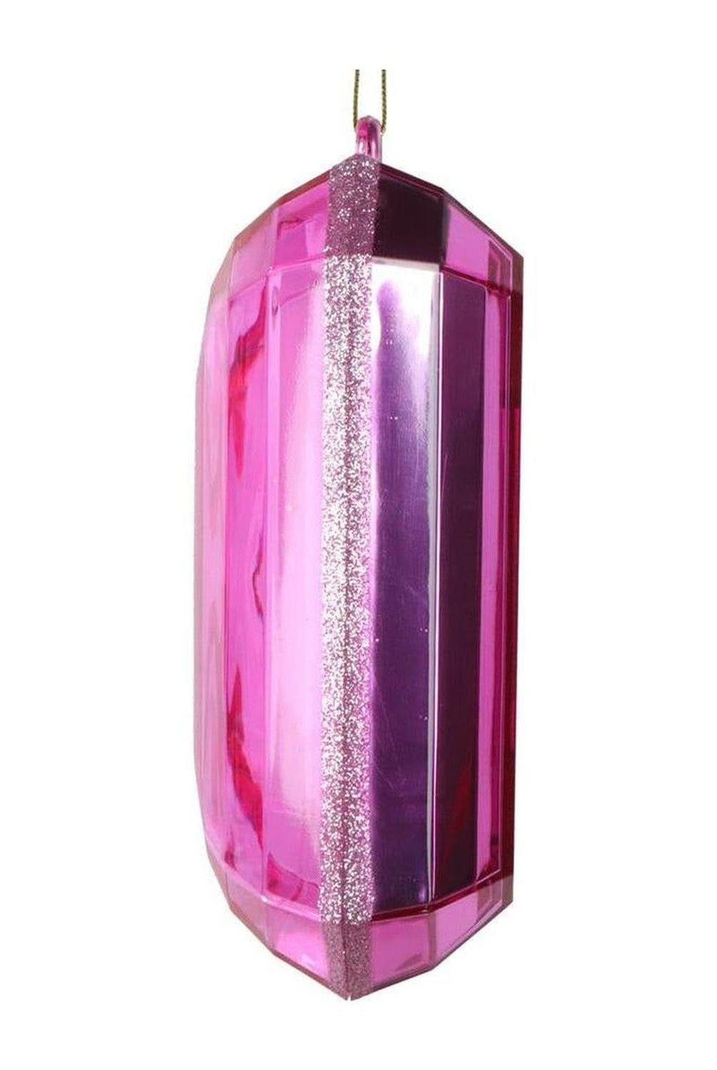 8" Acrylic Rectangle Jewel Ornament: Mauve (Set of 2)