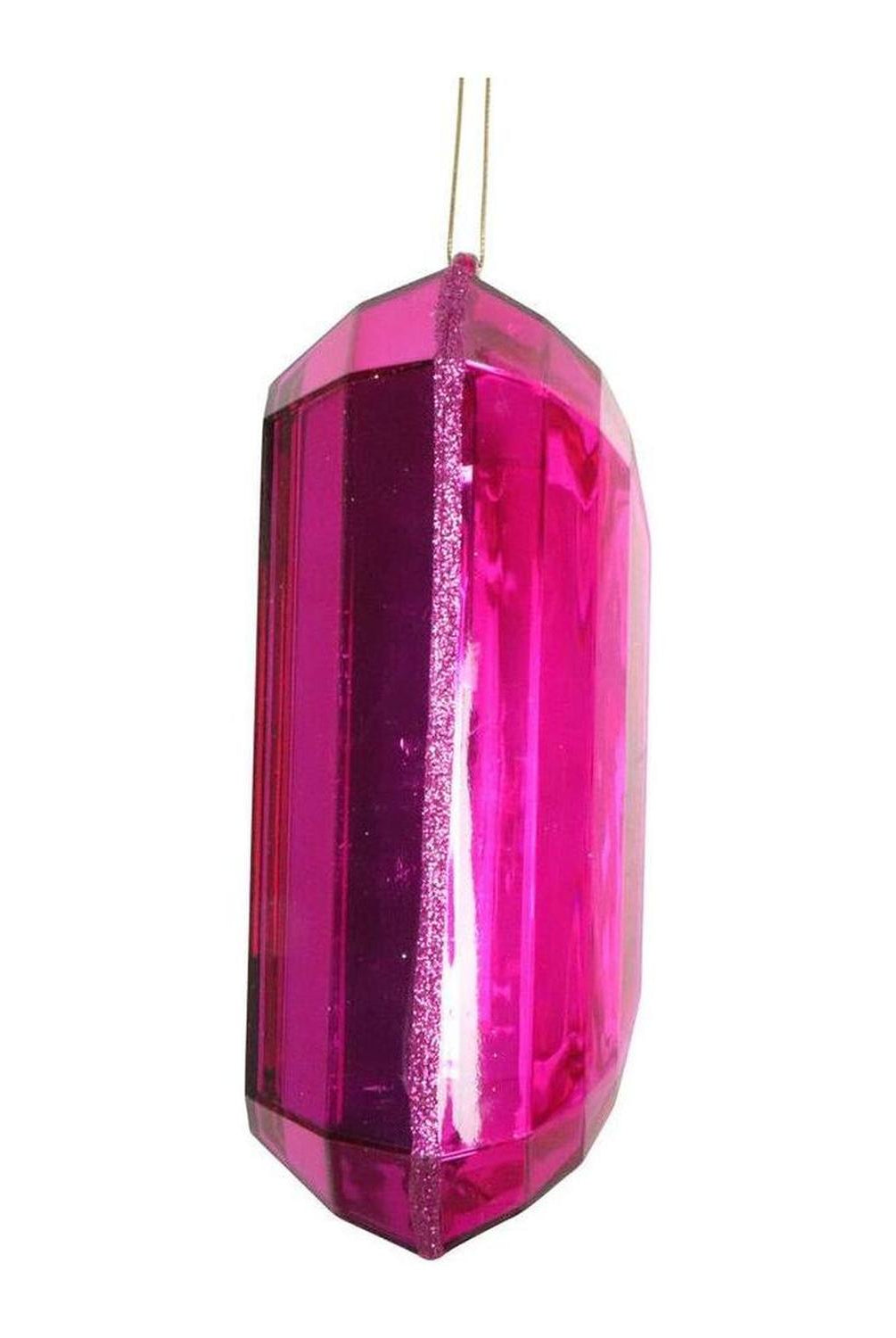 8" Acrylic Rectangle Jewel Ornament: Pink (Set of 2)