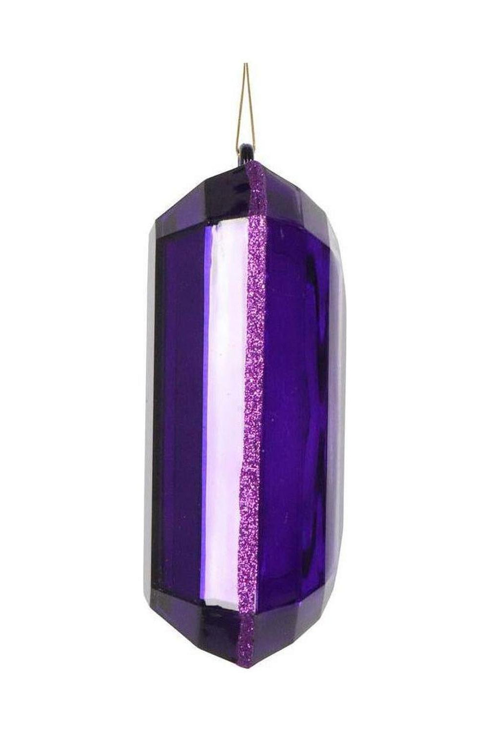 8" Acrylic Rectangle Jewel Ornament: Purple (Set of 2)