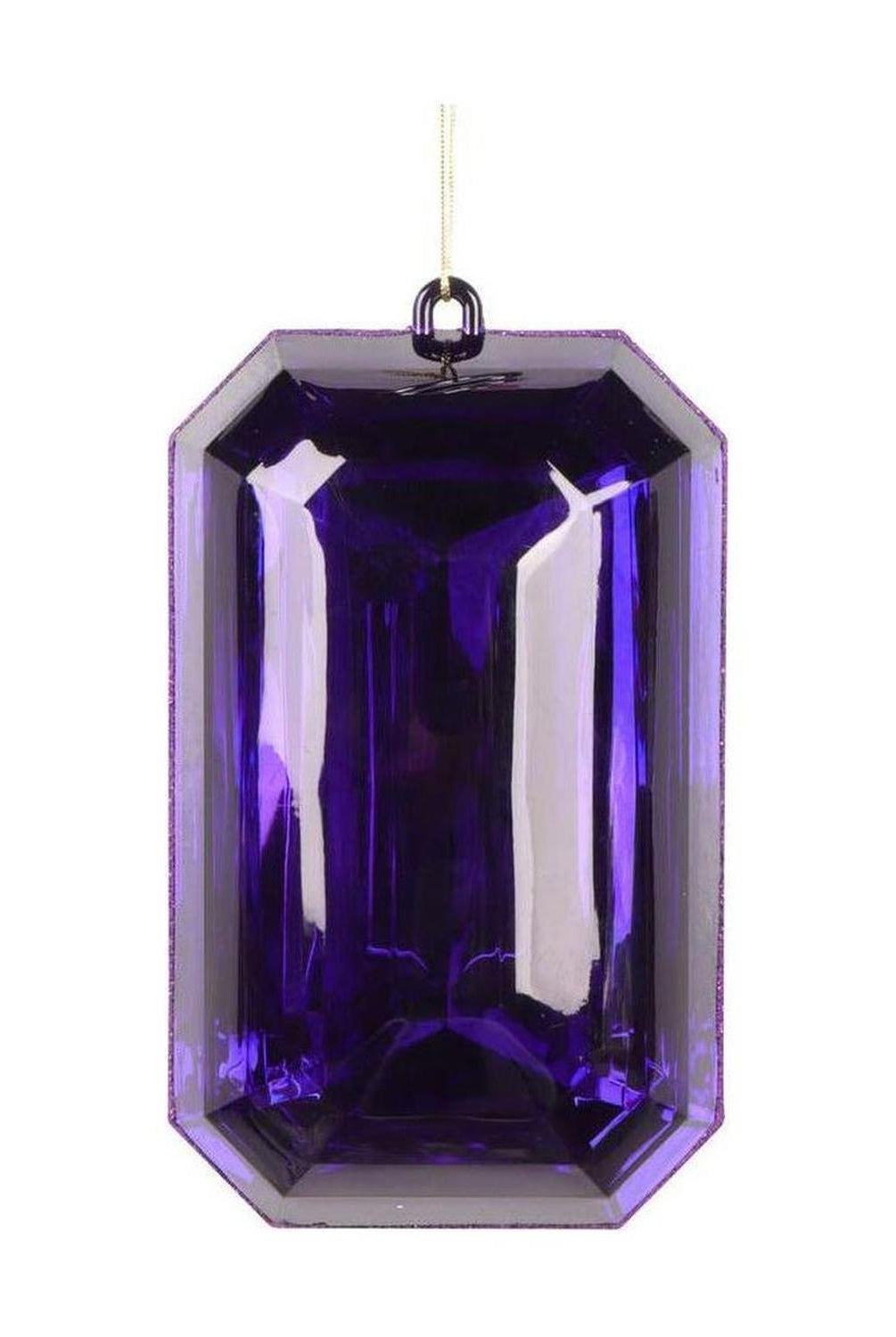8" Acrylic Rectangle Jewel Ornament: Purple (Set of 2)