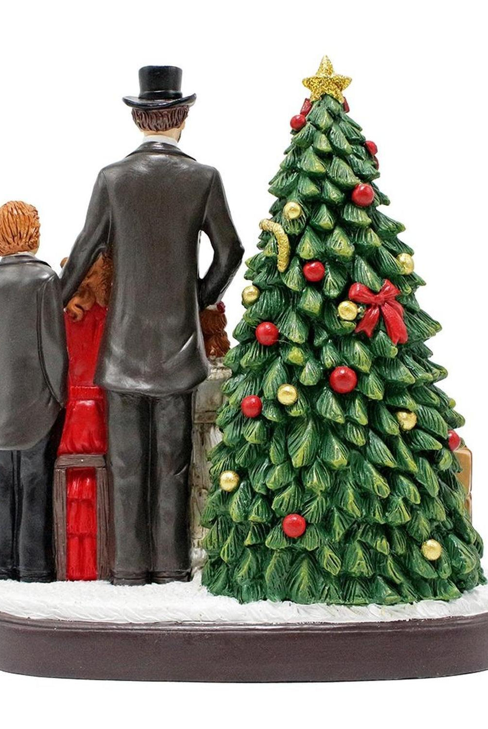 Elegant Victorian Christmas Family Figurine, 8" Vintage Holiday Tabletop Statue and Home Decoration