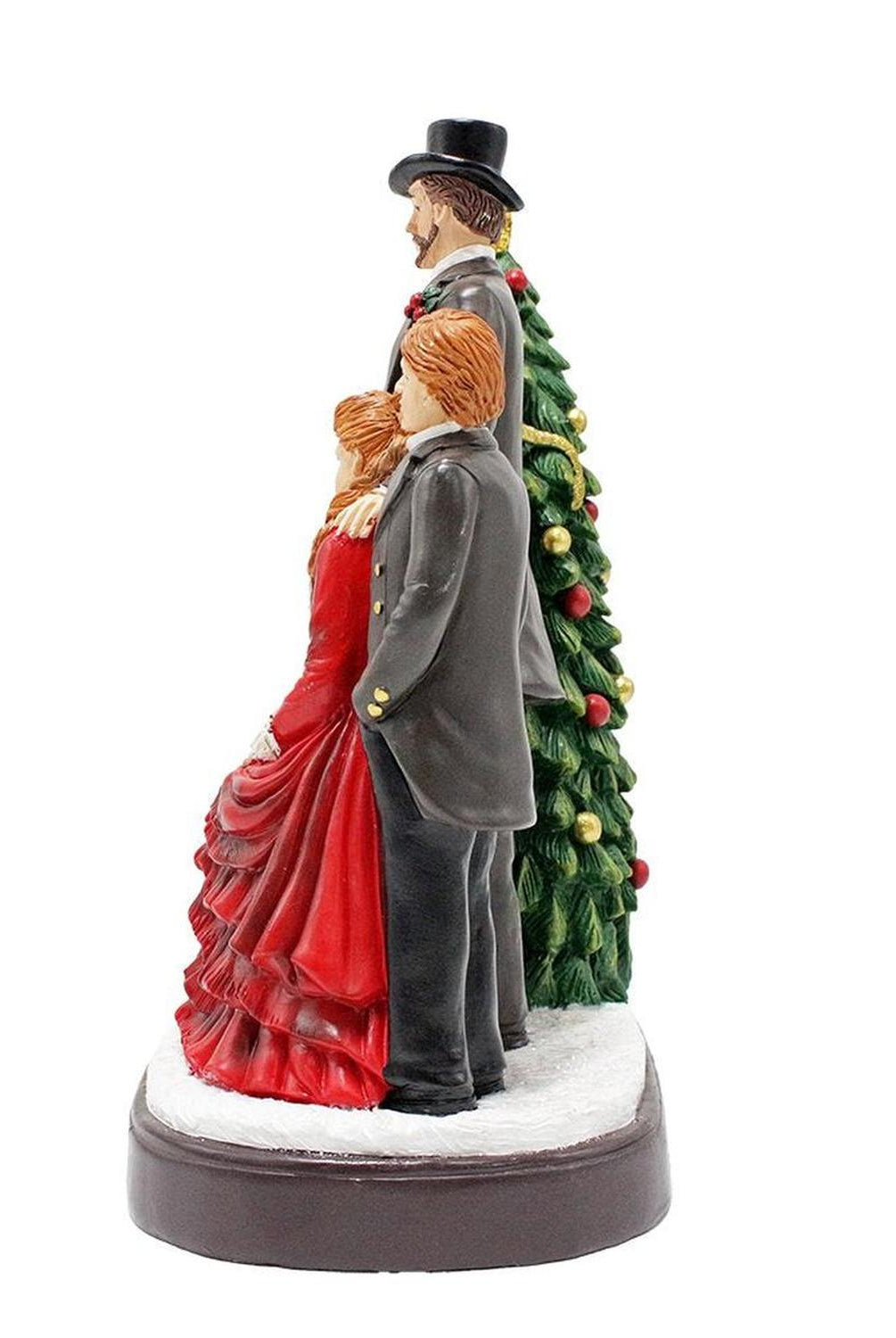 Elegant Victorian Christmas Family Figurine, 8" Vintage Holiday Tabletop Statue and Home Decoration