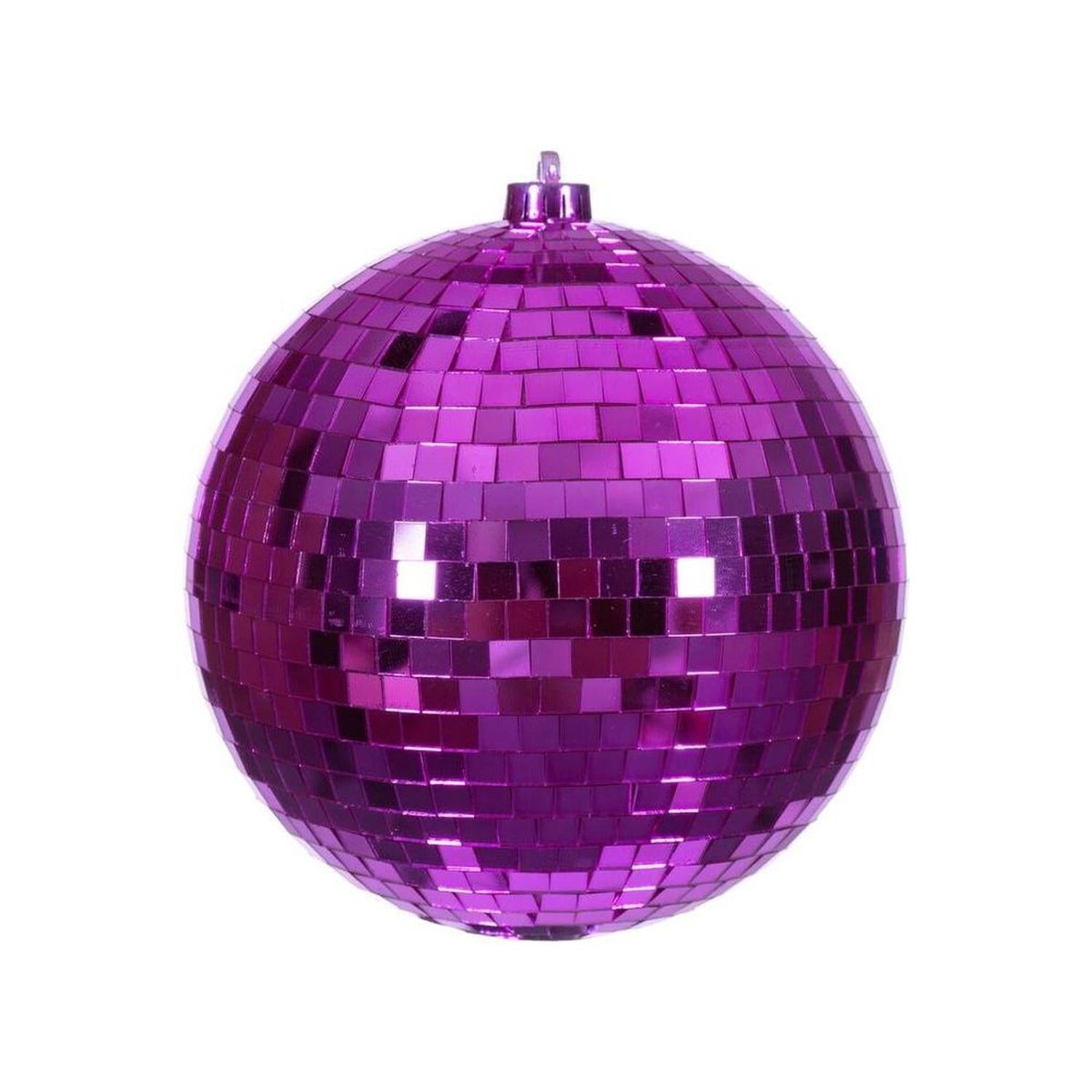 8" Fuchsia Mirror Ball Ornament