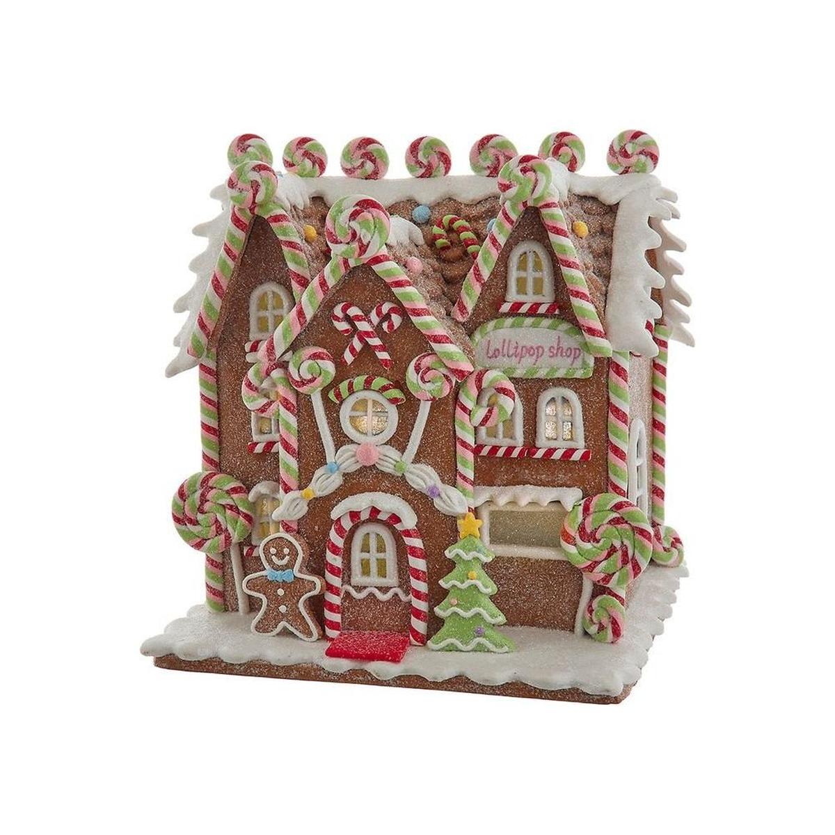 Shop For 8" LED Lighted Gingerbread Lollipop Shop
