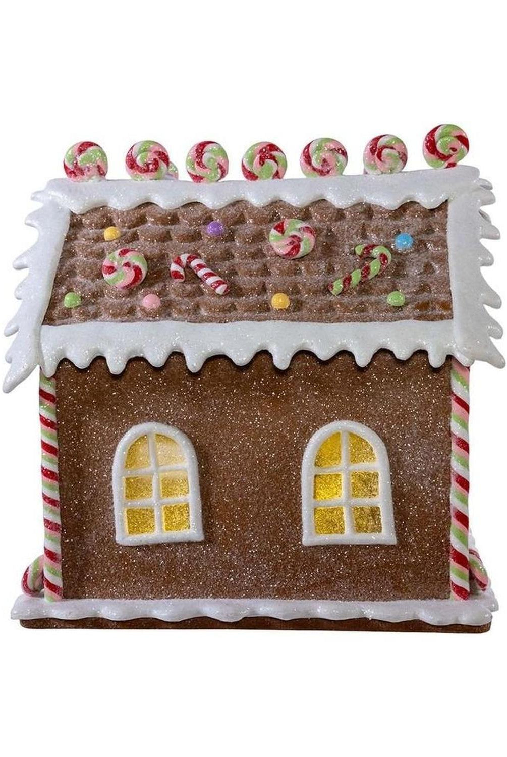 8" LED Lighted Gingerbread Lollipop Shop