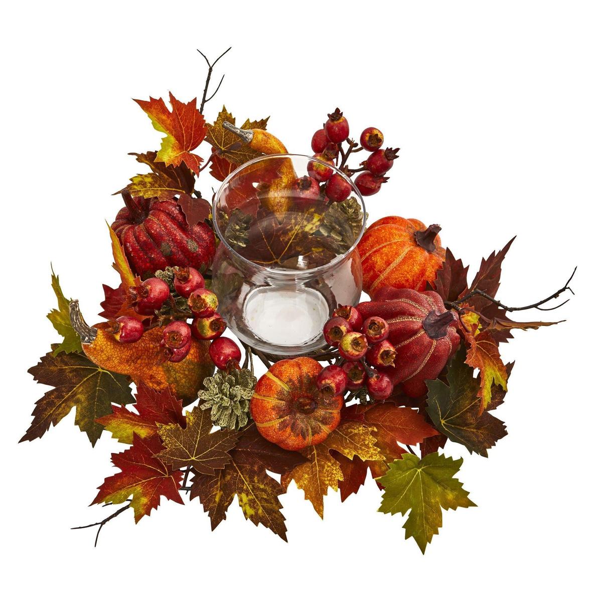 Shop For 8" Pumpkin, Gourd, Berry and Maple Leaf Artificial Arrangement