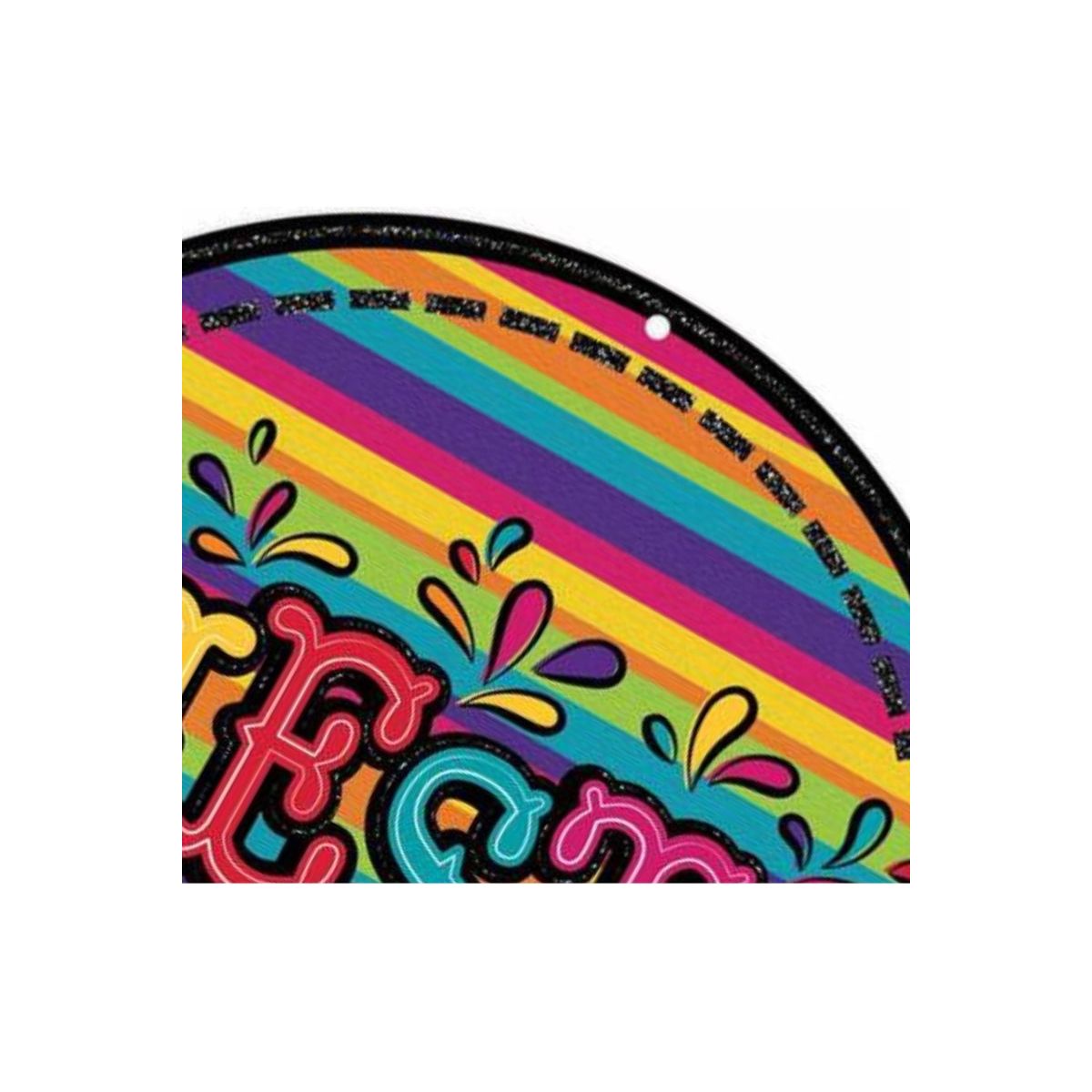 Shop For 8" Round Metal Sign: Glitter Fiesta