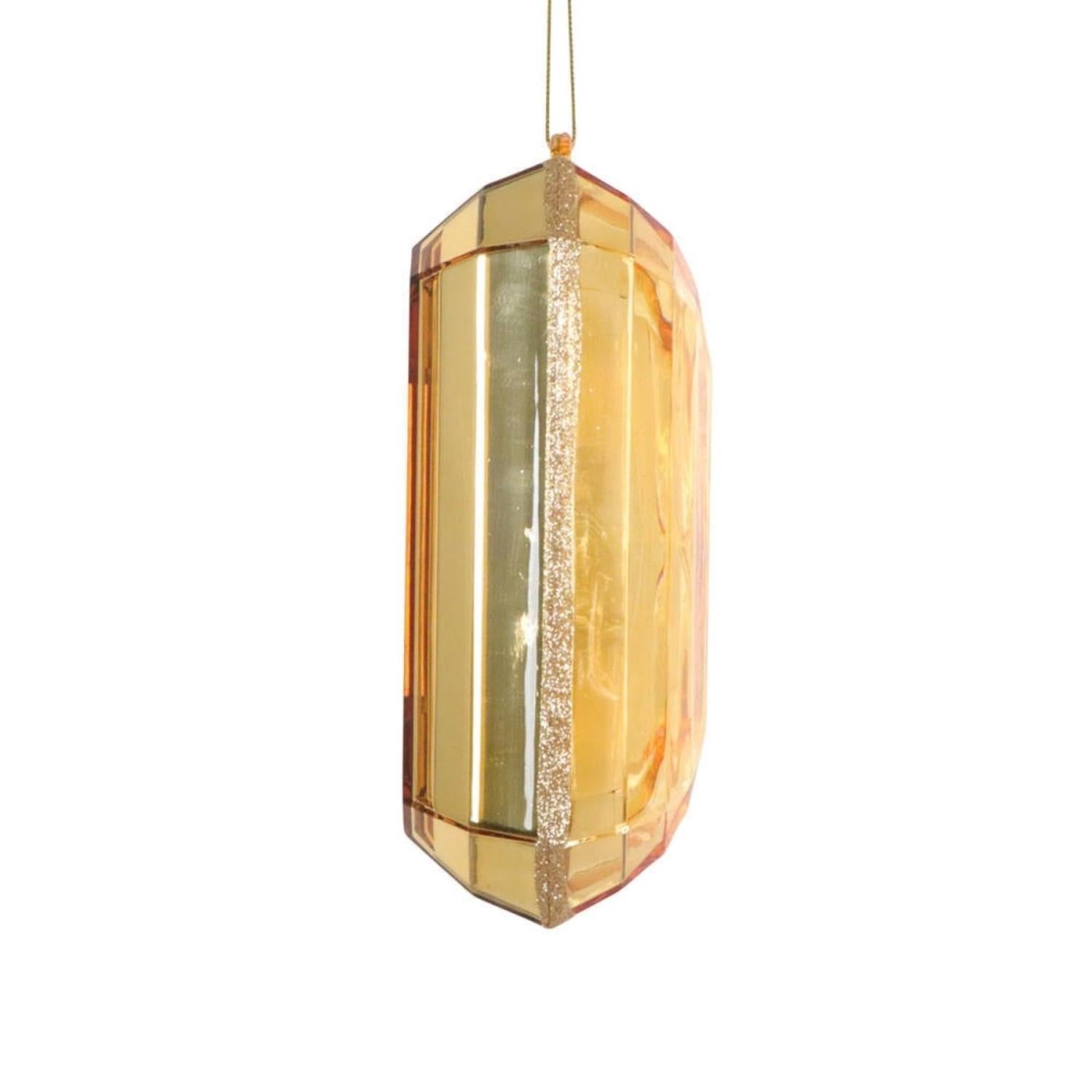 8in Acrylic Rectangle Jewel Ornament: Gold