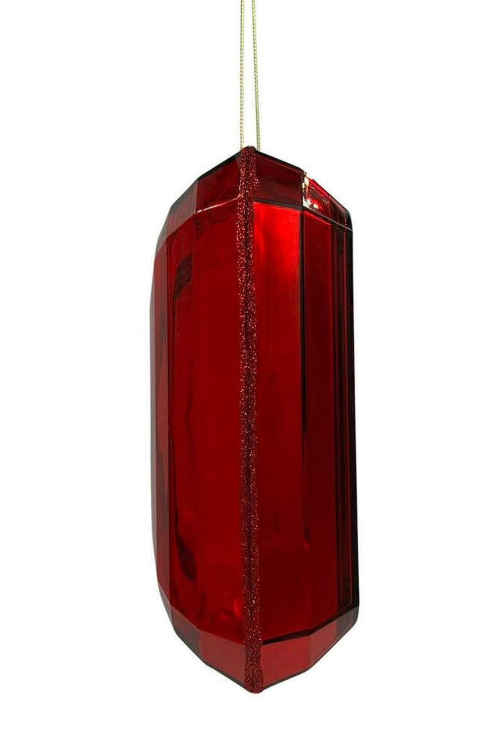 8in Acrylic Rectangle Jewel Ornament: Red