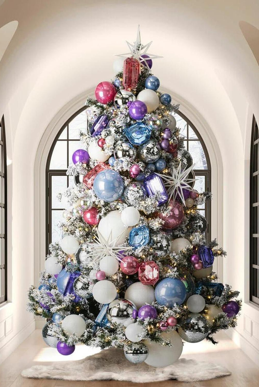 8in Periwinkle Pearl Christmas Ball Ornament